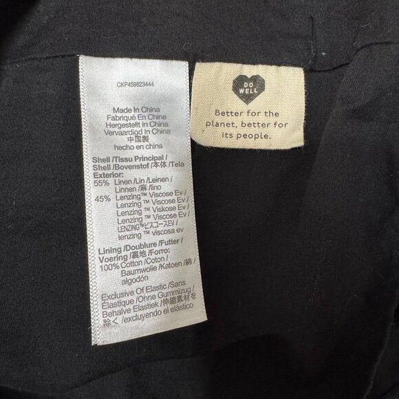 Madewell Black Linen-Blend Lucie Short Puff Sleeve Smocked Mini Dress Size L - Picture 13 of 15